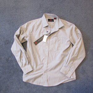 NWT Swiss Cross Light Gray Button Front Dress Shirt Boys 14 Pocket L/S